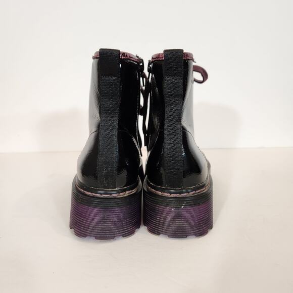 MADDEN GIRL Combat Boot Big Girl 5M Rozzie Black Purple Patent Leather Goth Rare - Picture 7 of 12
